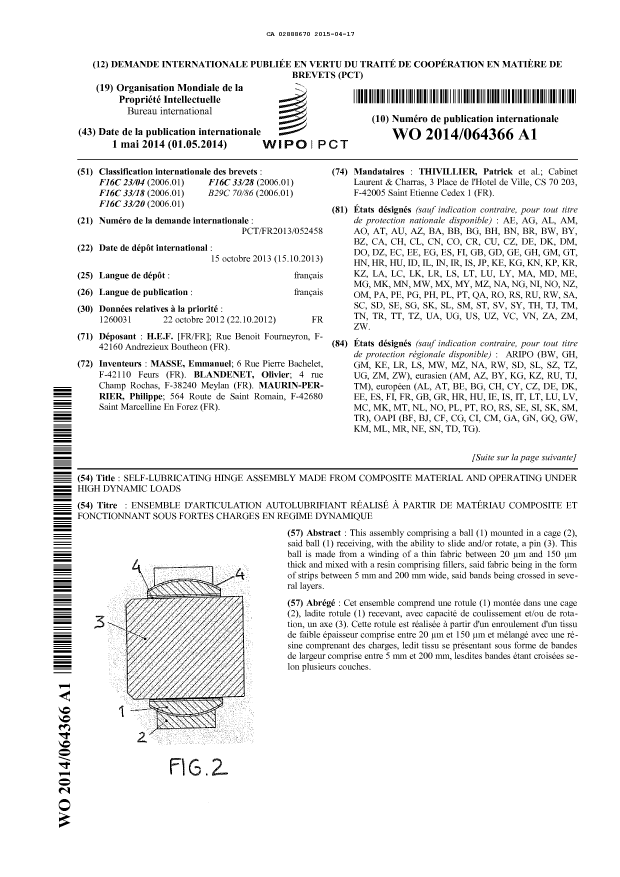 Document de brevet canadien 2888670. Abrégé 20141217. Image 1 de 2
