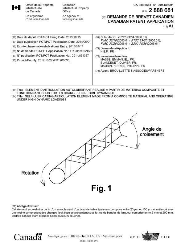 Document de brevet canadien 2888681. Page couverture 20141219. Image 1 de 1