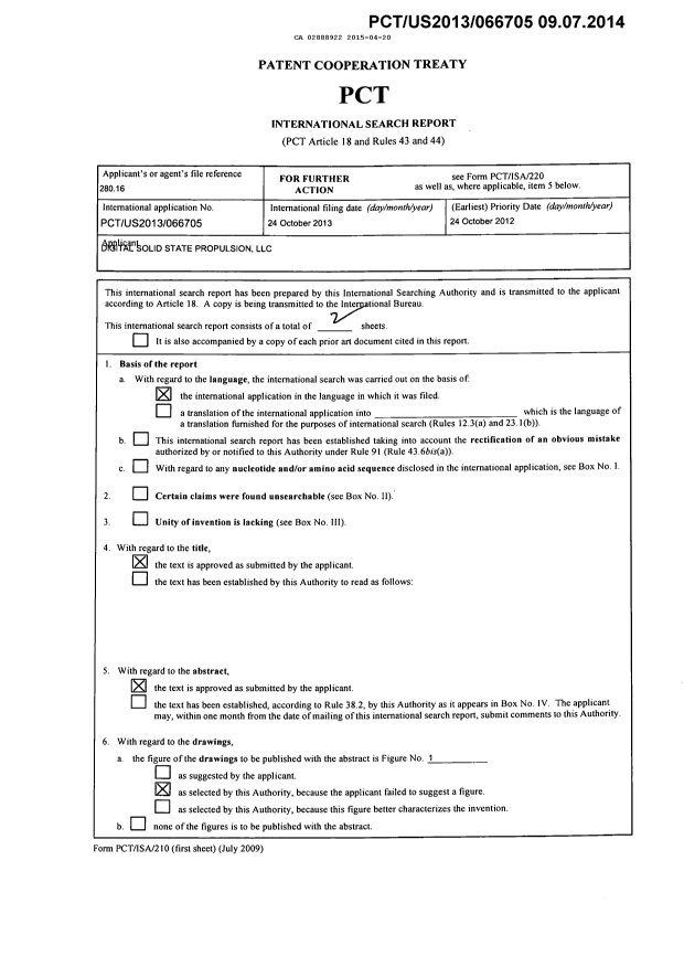 Canadian Patent Document 2888922. PCT 20150420. Image 2 of 3