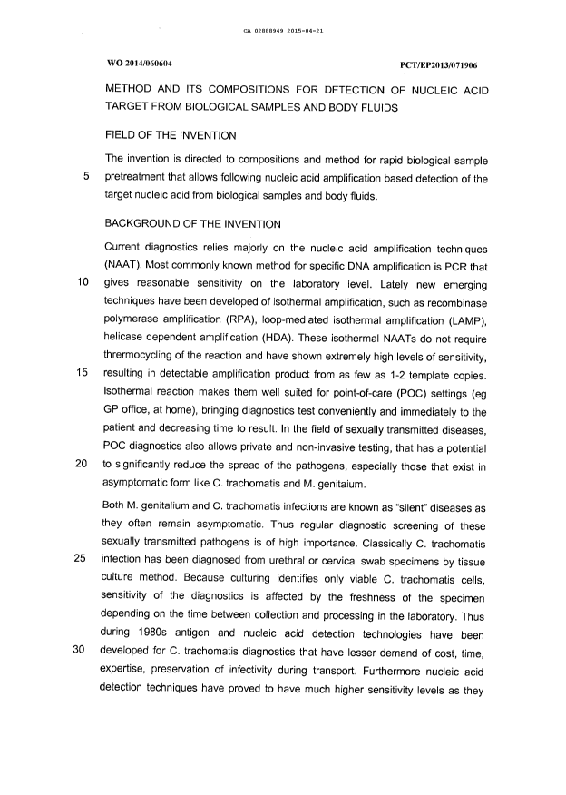 Canadian Patent Document 2888949. Description 20141221. Image 1 of 18