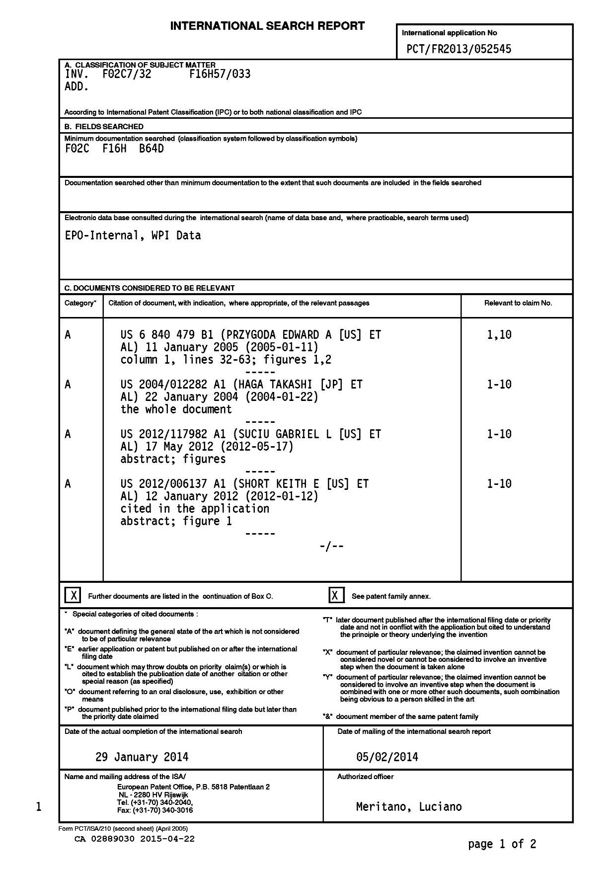 Document de brevet canadien 2889030. PCT 20141222. Image 1 de 16