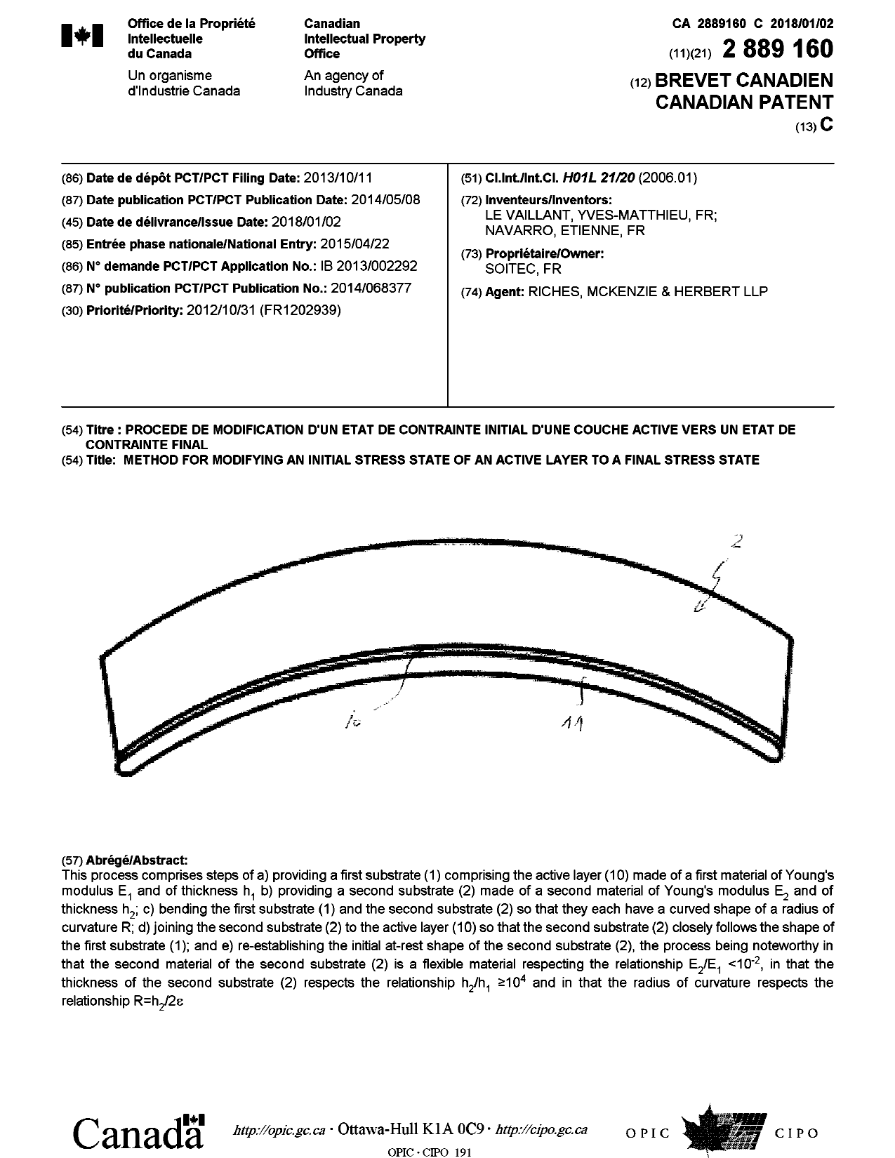 Document de brevet canadien 2889160. Page couverture 20171211. Image 1 de 1