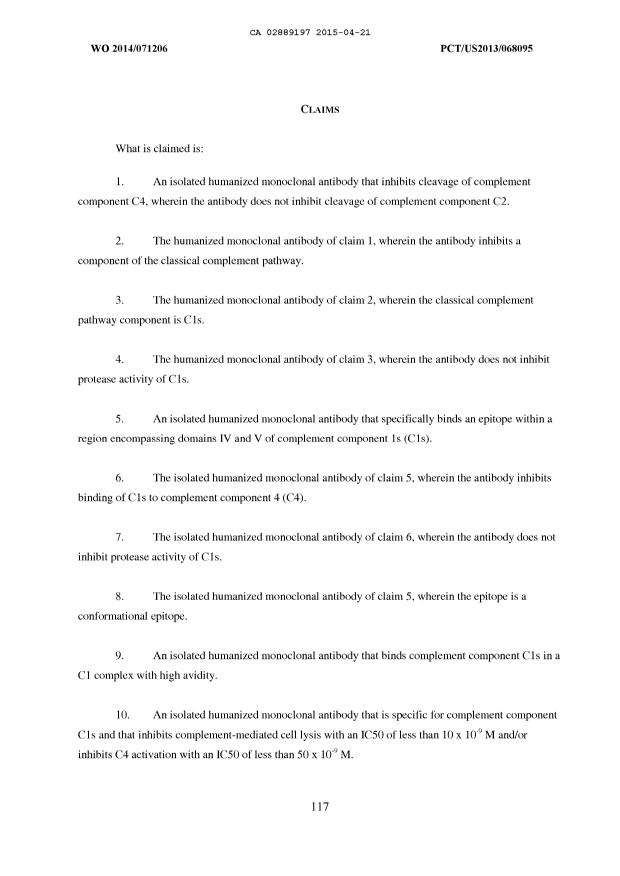 Document de brevet canadien 2889197. Revendications 20141221. Image 1 de 16