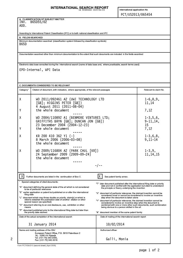 Document de brevet canadien 2889444. PCT 20150424. Image 1 de 3