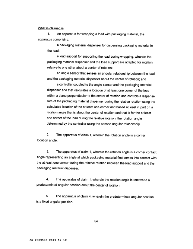 Document de brevet canadien 2889570. Revendications 20191212. Image 1 de 10