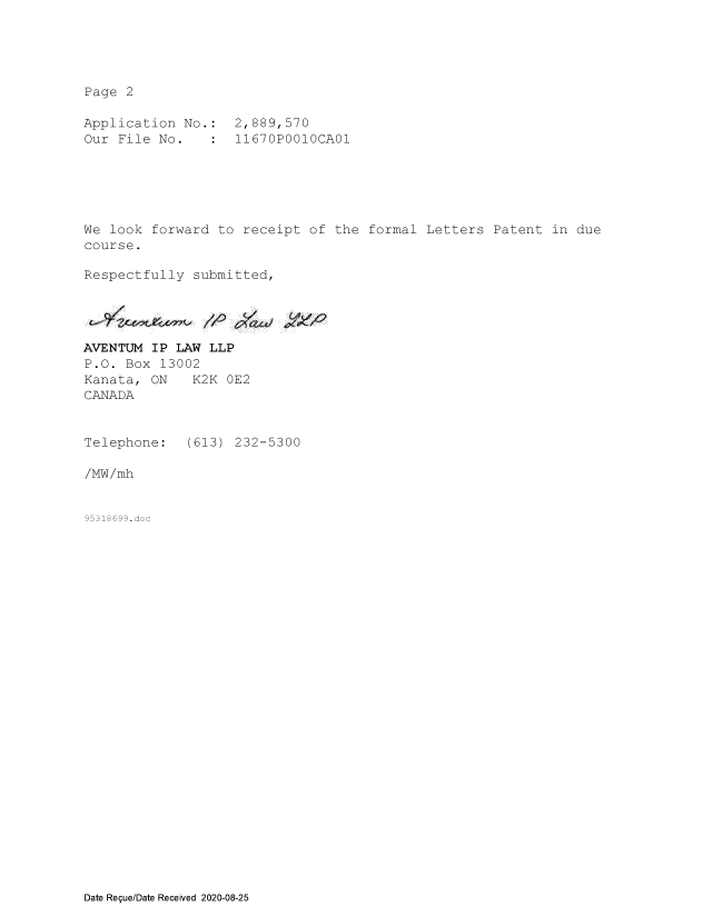 Document de brevet canadien 2889570. Taxe finale 20200825. Image 5 de 5
