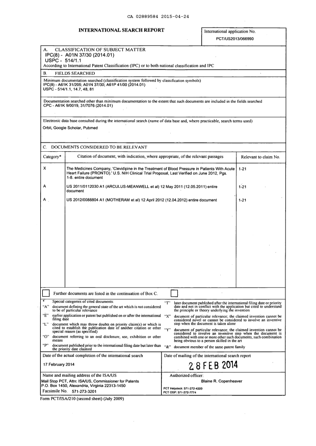 Document de brevet canadien 2889584. PCT 20150424. Image 1 de 7