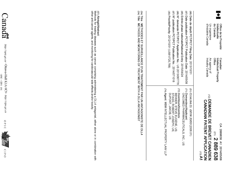 Document de brevet canadien 2889638. Page couverture 20141211. Image 1 de 1