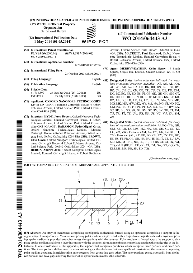 Document de brevet canadien 2889660. Abrégé 20141224. Image 1 de 2