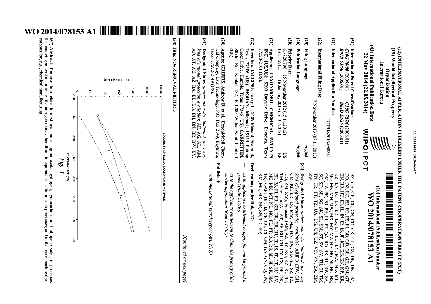 Document de brevet canadien 2889683. Abrégé 20141227. Image 1 de 2