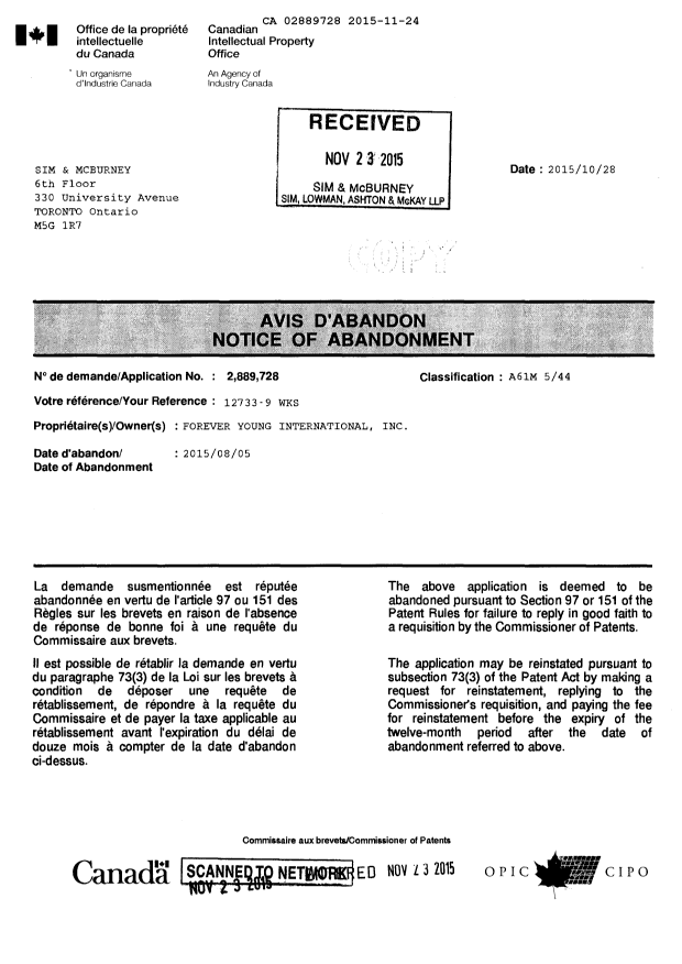Canadian Patent Document 2889728. Correspondence 20141224. Image 2 of 5
