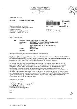 Document de brevet canadien 2889728. Correspondance 20161222. Image 1 de 2