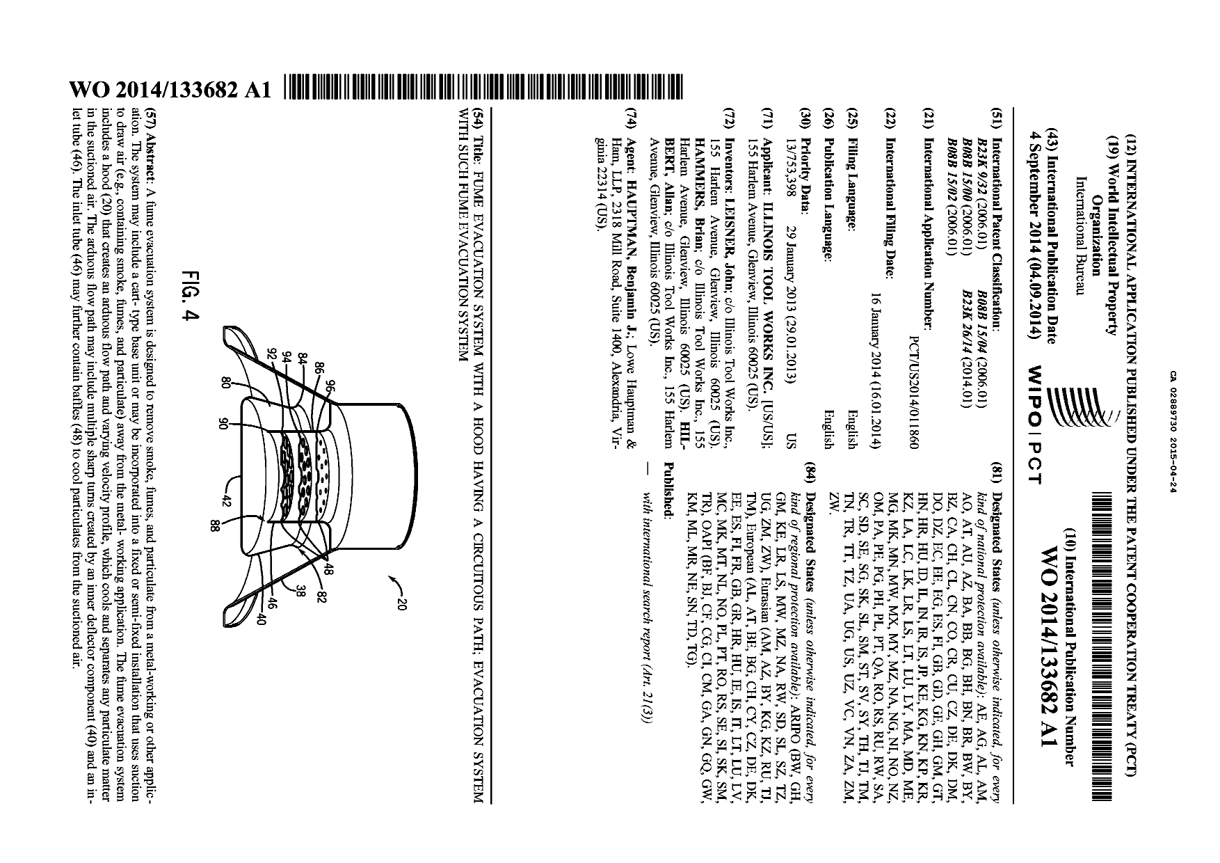 Document de brevet canadien 2889730. Abrégé 20141224. Image 1 de 1