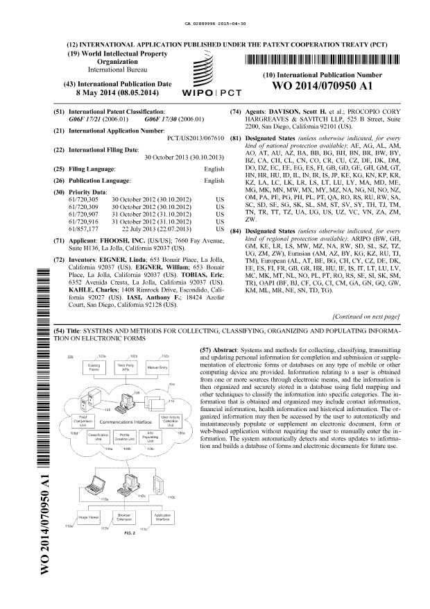 Document de brevet canadien 2889996. Abrégé 20141230. Image 1 de 2