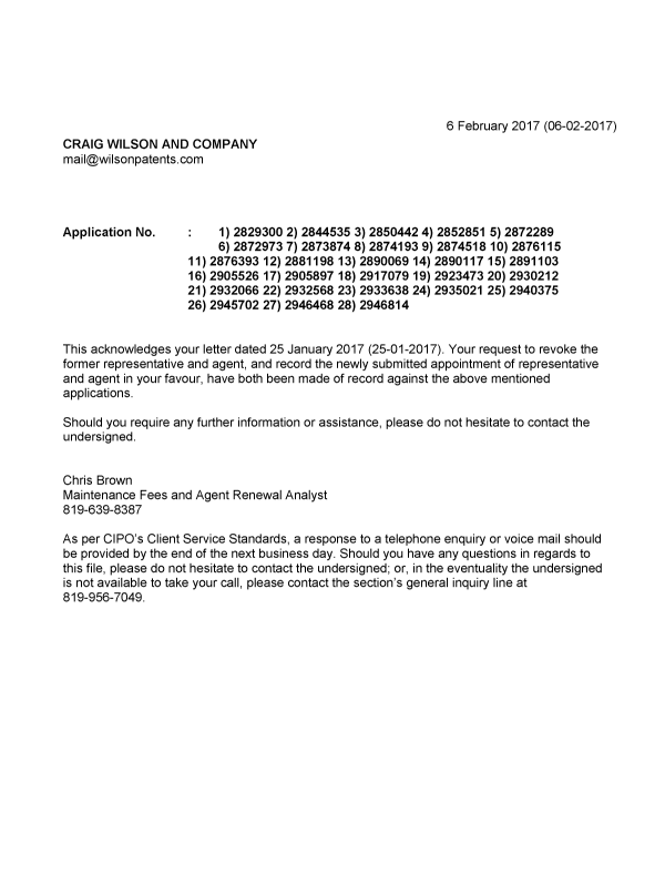 Document de brevet canadien 2890117. Correspondance 20161206. Image 1 de 1