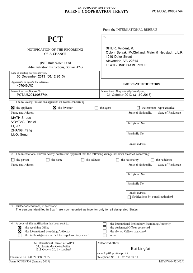 Document de brevet canadien 2890160. PCT 20150430. Image 1 de 9