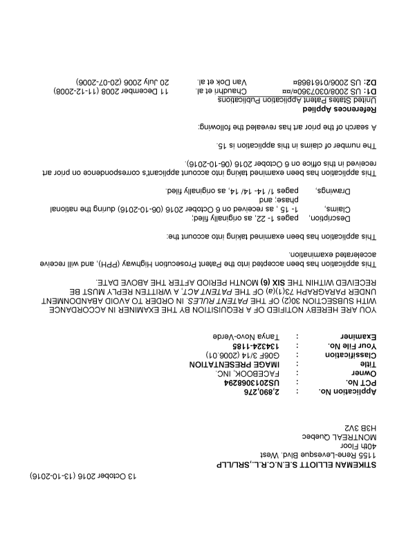 Canadian Patent Document 2890276. Prosecution-Amendment 20151213. Image 1 of 7