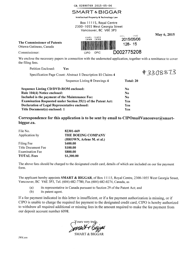 Document de brevet canadien 2890769. Cession 20150506. Image 1 de 5