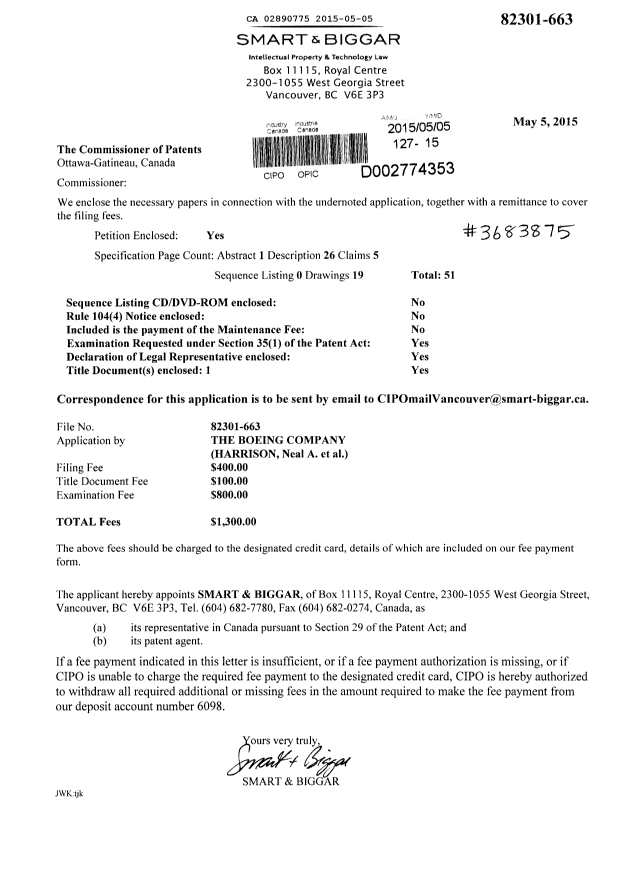 Document de brevet canadien 2890775. Cession 20150505. Image 1 de 9