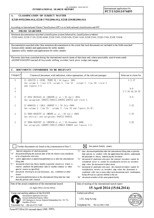 Document de brevet canadien 2890851. PCT 20141207. Image 1 de 6
