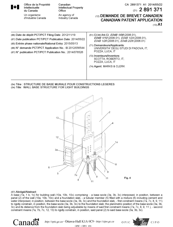 Document de brevet canadien 2891371. Page couverture 20141203. Image 1 de 1
