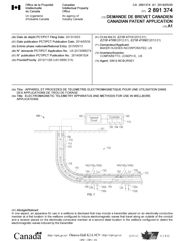 Document de brevet canadien 2891374. Page couverture 20141203. Image 1 de 1