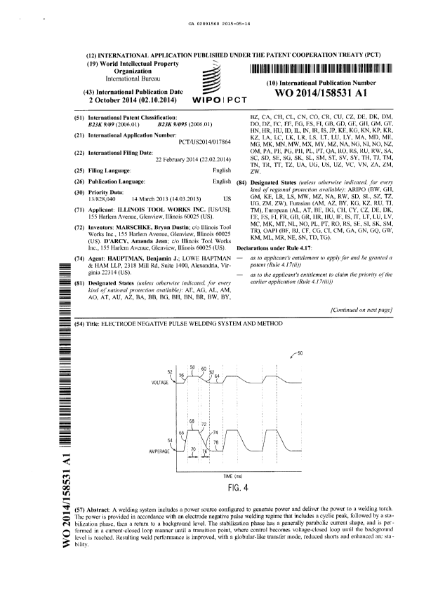 Document de brevet canadien 2891560. PCT 20141214. Image 1 de 8