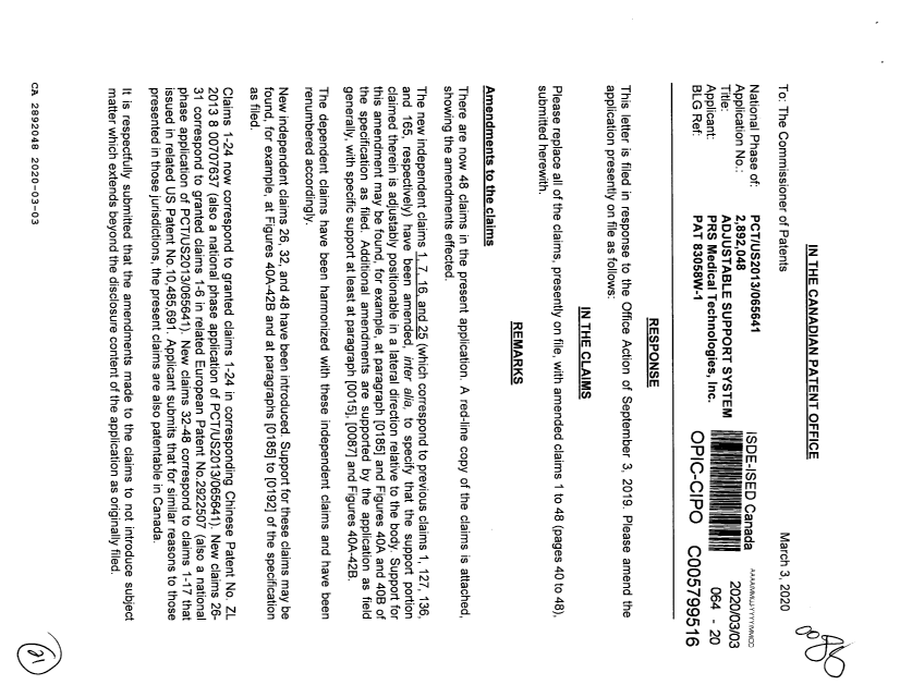 Canadian Patent Document 2892048. Amendment 20200303. Image 1 of 21