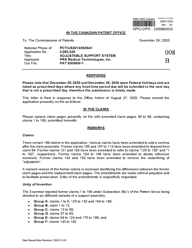 Document de brevet canadien 2892048. Modification 20201229. Image 1 de 59