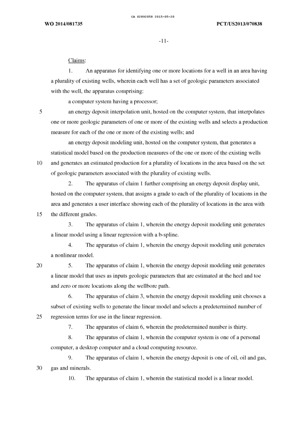 Document de brevet canadien 2892058. Revendications 20141220. Image 1 de 2