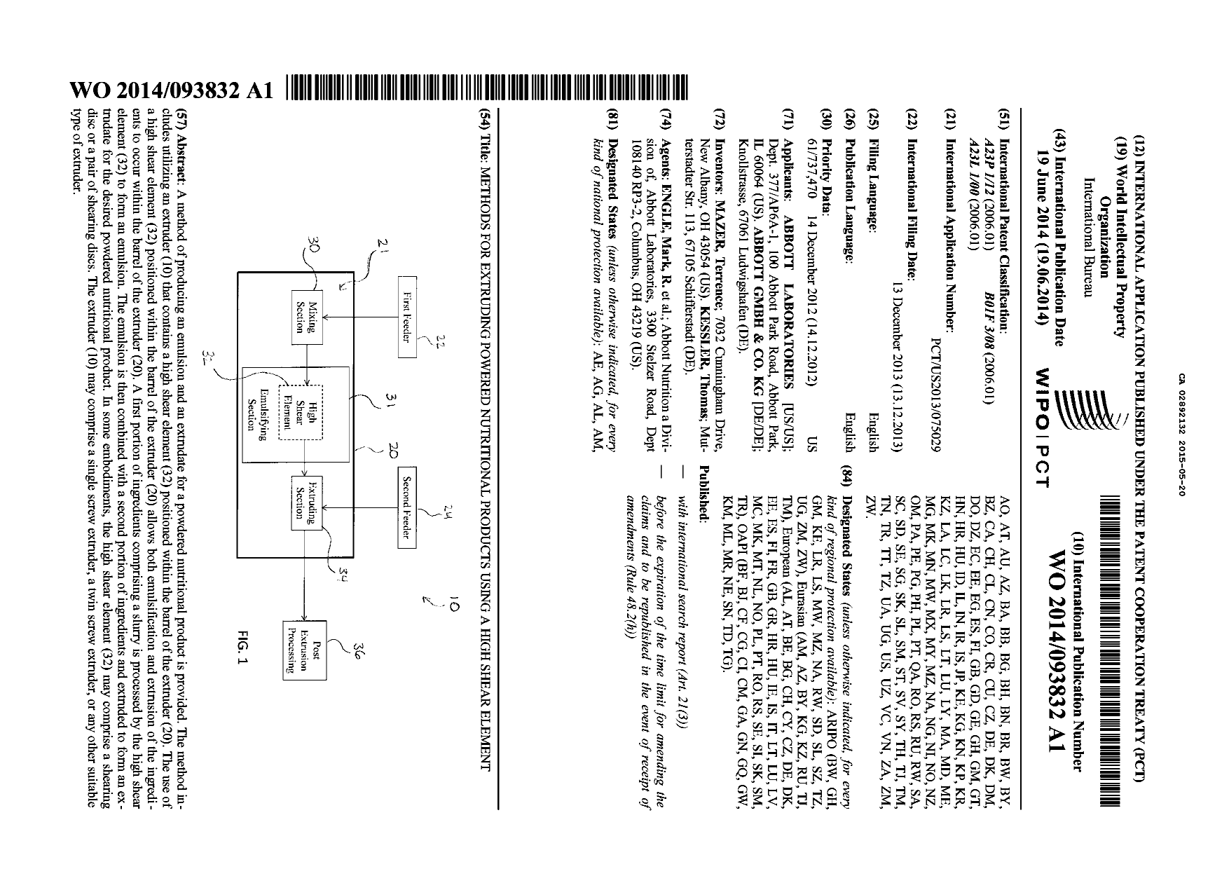 Document de brevet canadien 2892132. Abrégé 20141220. Image 1 de 1