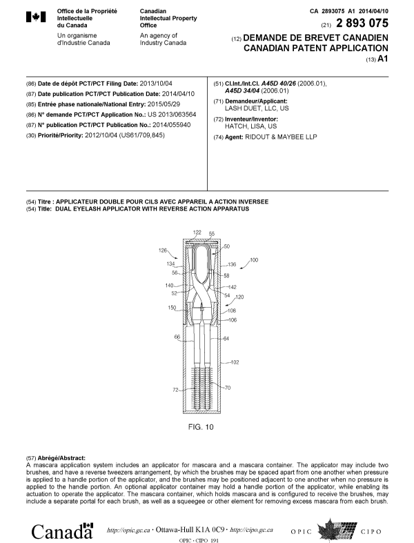 Document de brevet canadien 2893075. Page couverture 20141230. Image 1 de 2