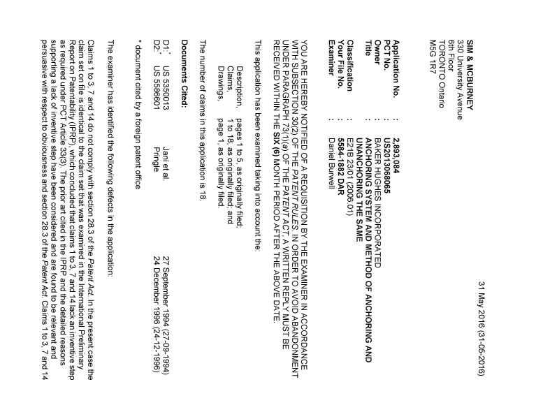Document de brevet canadien 2893084. Poursuite-Amendment 20151231. Image 1 de 3