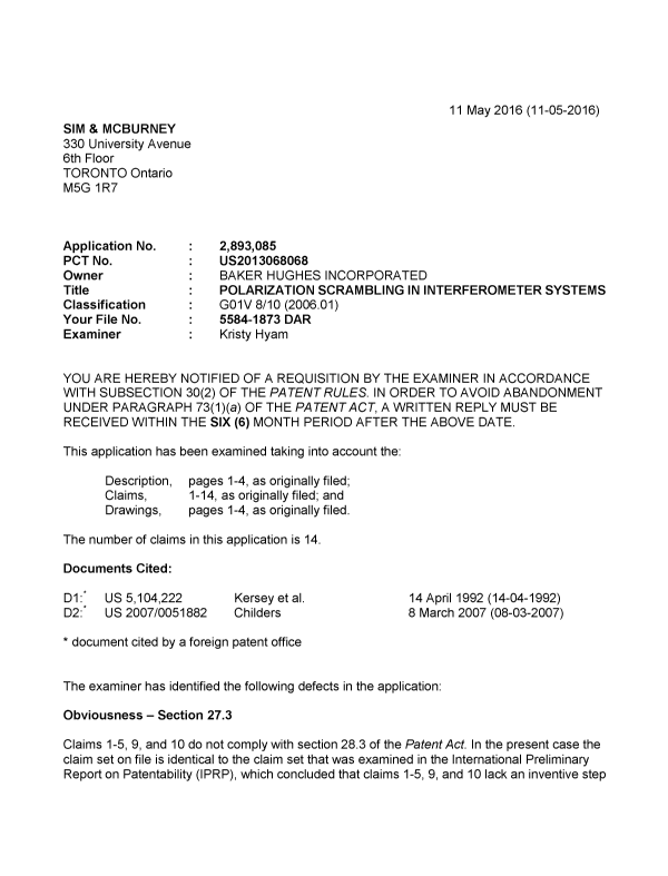 Document de brevet canadien 2893085. Poursuite-Amendment 20151211. Image 1 de 3