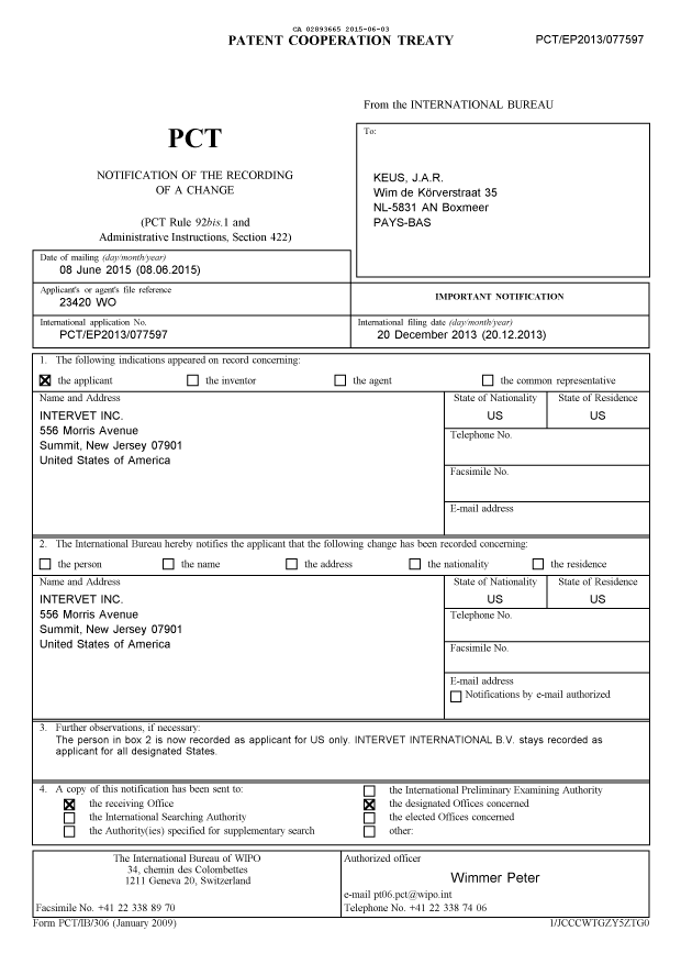 Document de brevet canadien 2893665. PCT 20150603. Image 1 de 8
