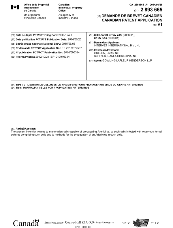 Document de brevet canadien 2893665. Page couverture 20150707. Image 1 de 1