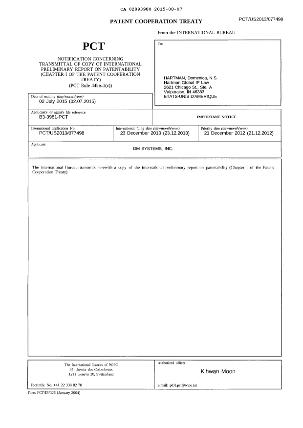 Document de brevet canadien 2893980. PCT 20141207. Image 1 de 11