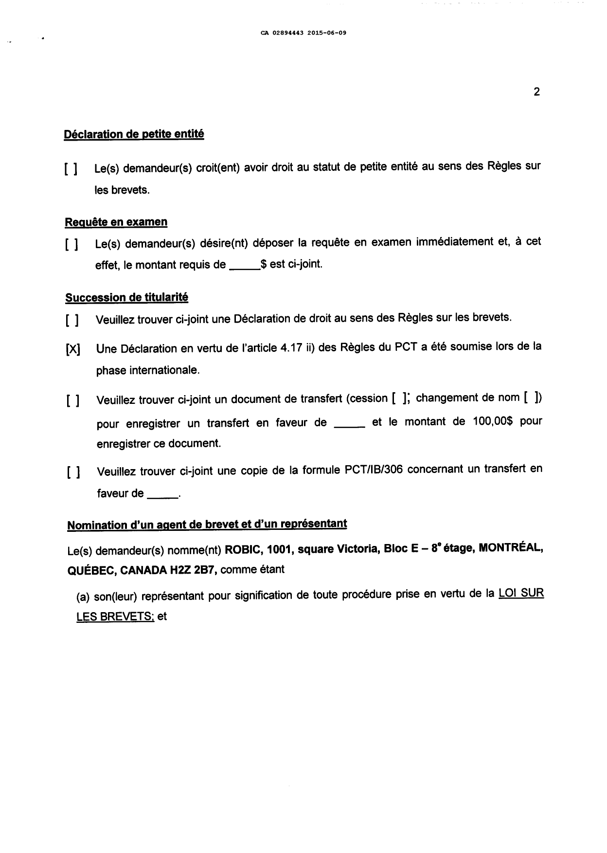 Document de brevet canadien 2894443. Demande d'entrée en phase nationale 20141209. Image 2 de 5