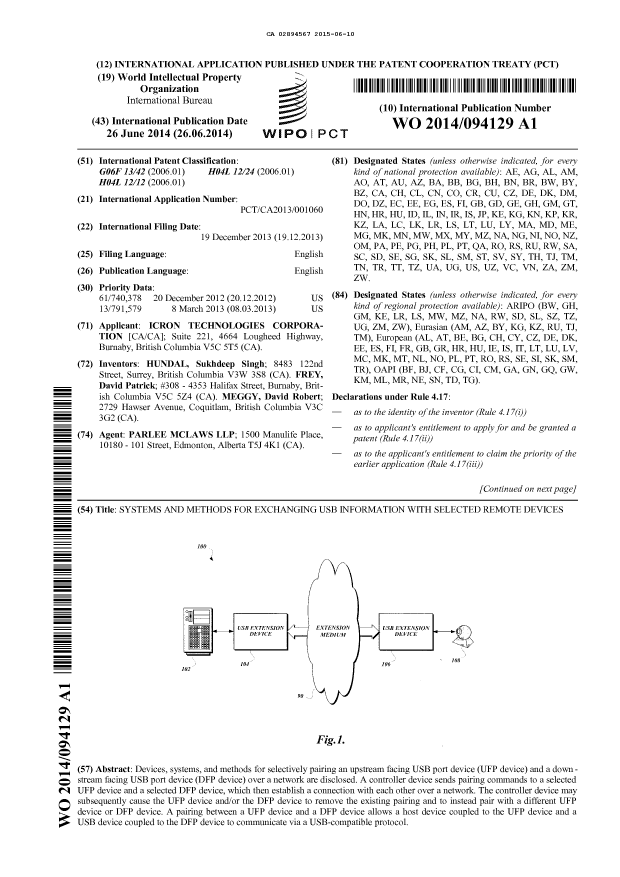 Document de brevet canadien 2894567. Abrégé 20150610. Image 1 de 2