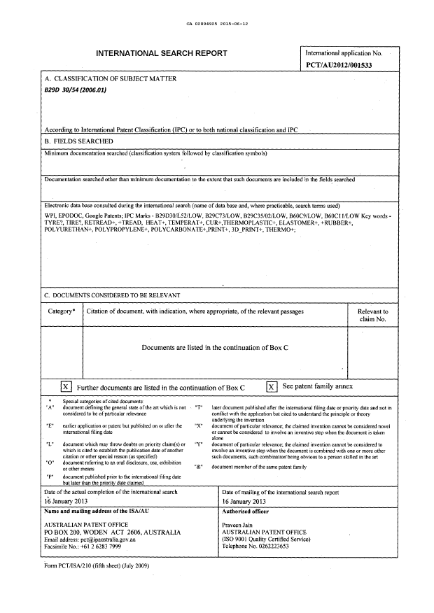Document de brevet canadien 2894925. Rapport de recherche internationale 20150612. Image 1 de 6