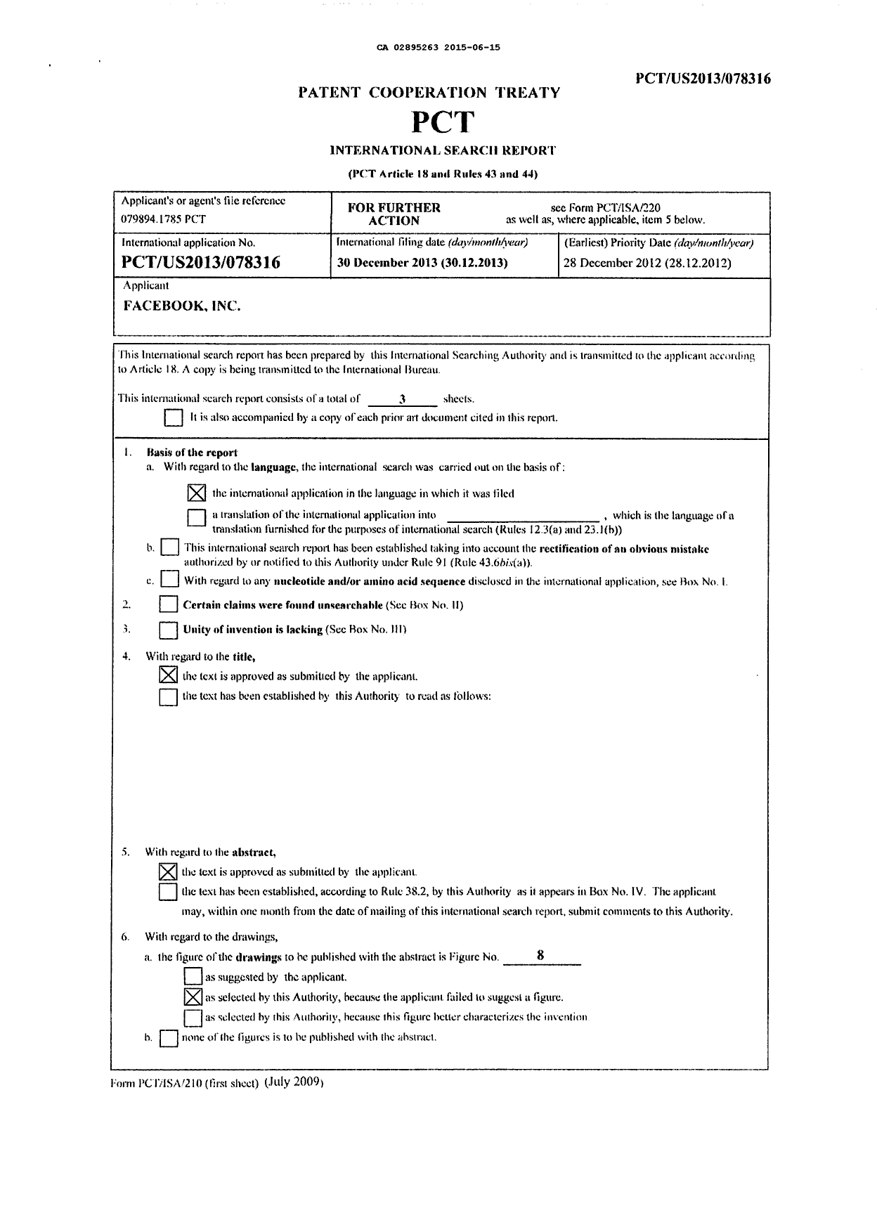 Document de brevet canadien 2895263. PCT 20141215. Image 1 de 11