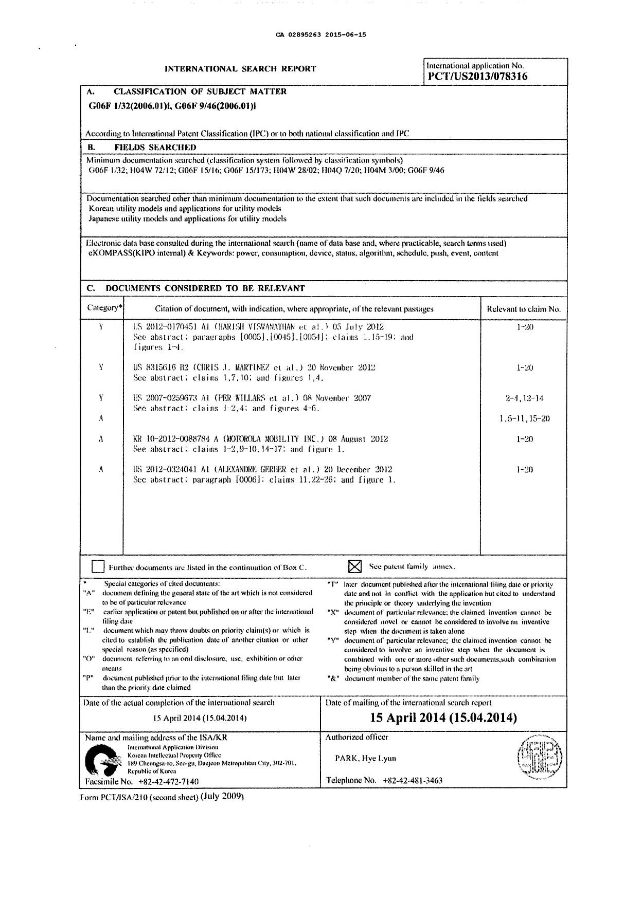 Document de brevet canadien 2895263. PCT 20141215. Image 2 de 11