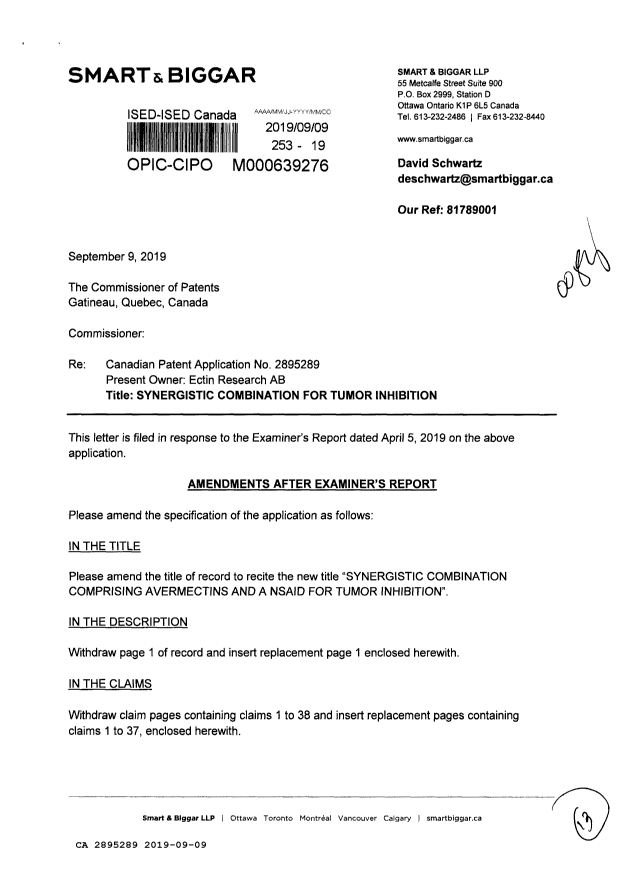 Canadian Patent Document 2895289. Amendment 20190909. Image 1 of 13