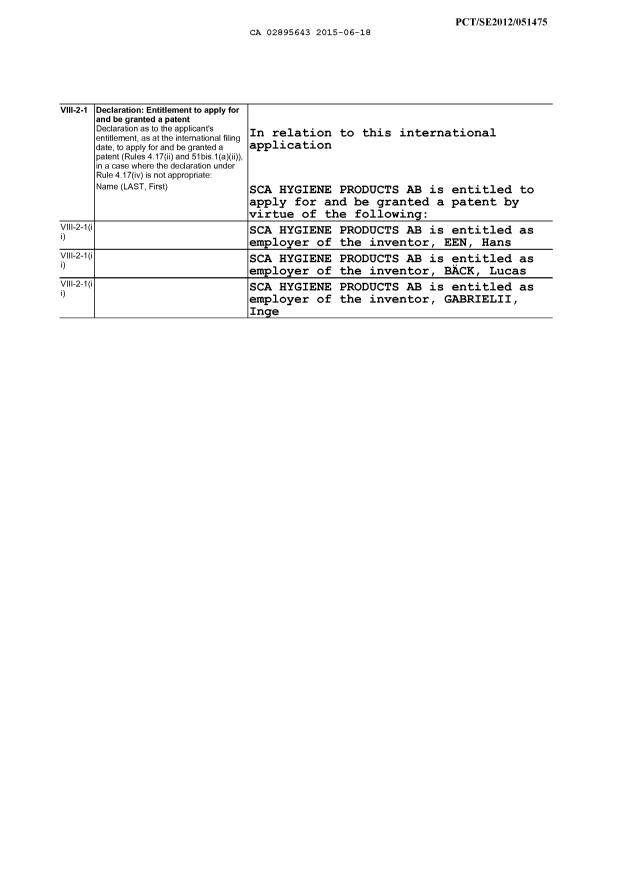 Document de brevet canadien 2895643. Déclaration 20141218. Image 1 de 1