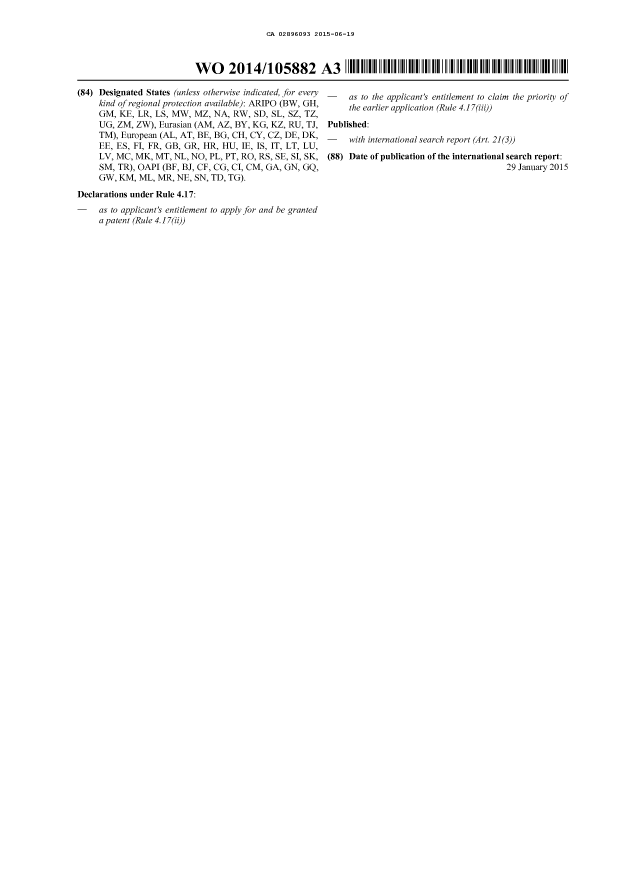 Document de brevet canadien 2896093. Abrégé 20150619. Image 2 de 2