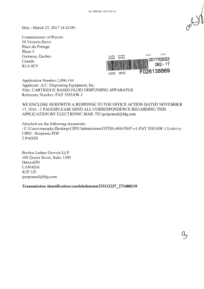 Document de brevet canadien 2896144. Modification 20161223. Image 1 de 3
