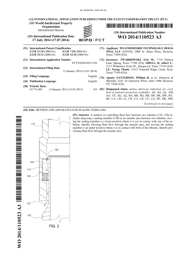 Document de brevet canadien 2896789. Abrégé 20141226. Image 1 de 2