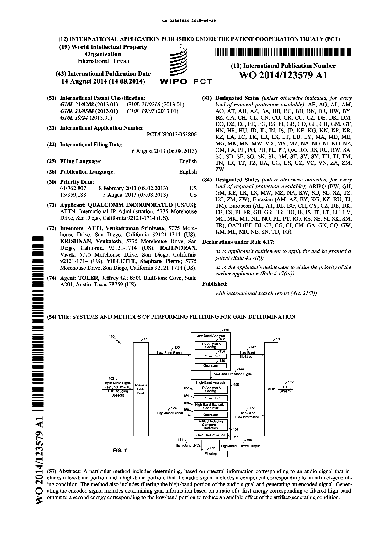 Document de brevet canadien 2896814. Abrégé 20141229. Image 1 de 1