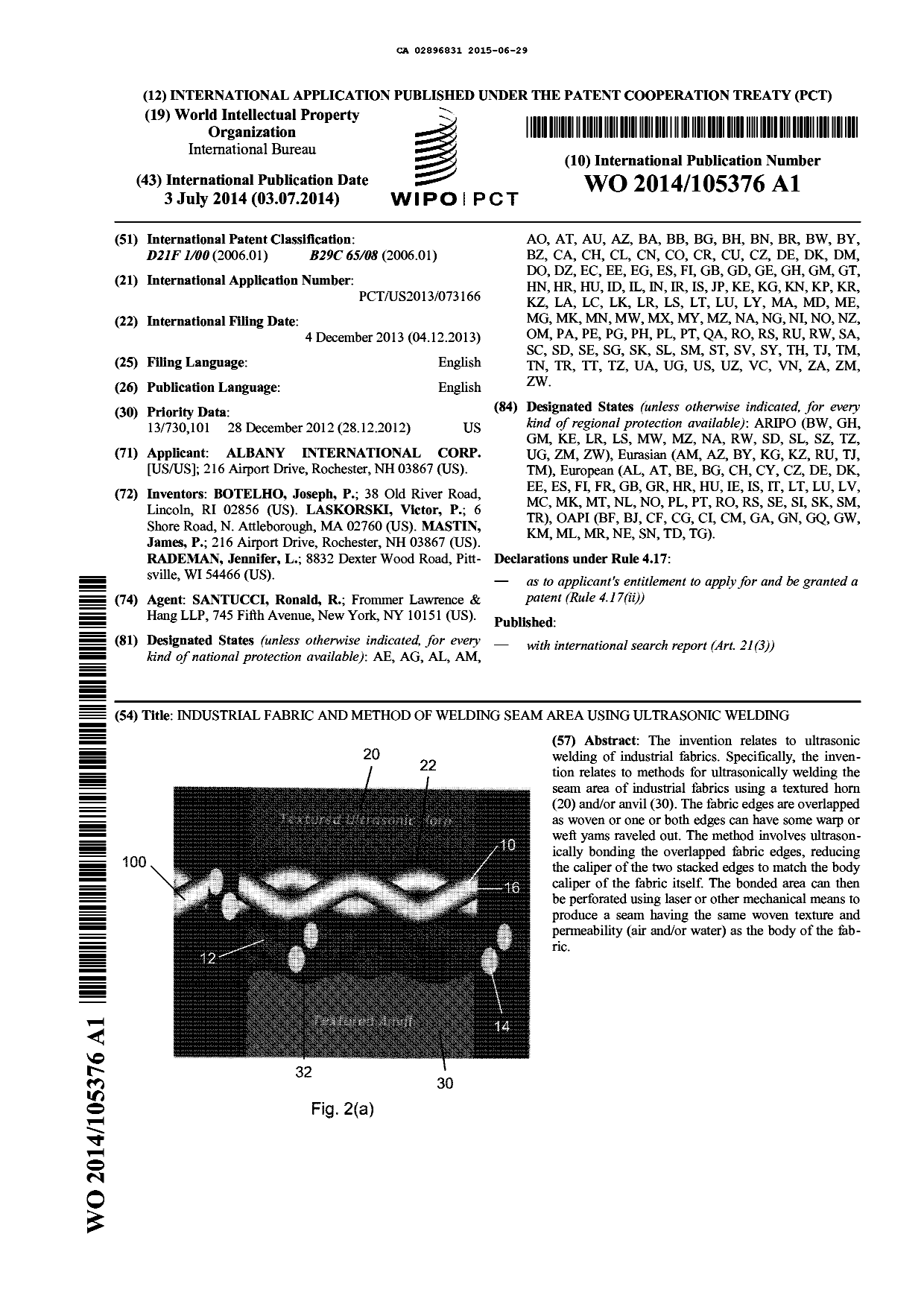 Document de brevet canadien 2896831. Abrégé 20141229. Image 1 de 1