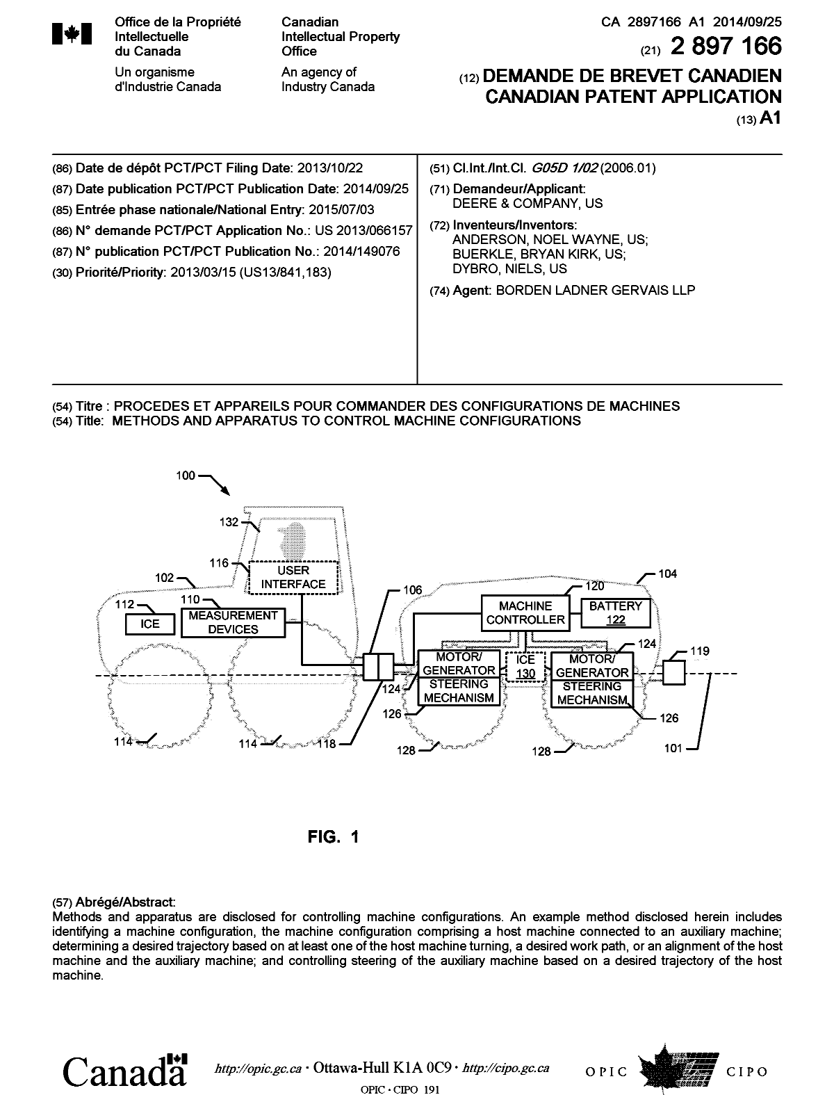 Document de brevet canadien 2897166. Page couverture 20141205. Image 1 de 1